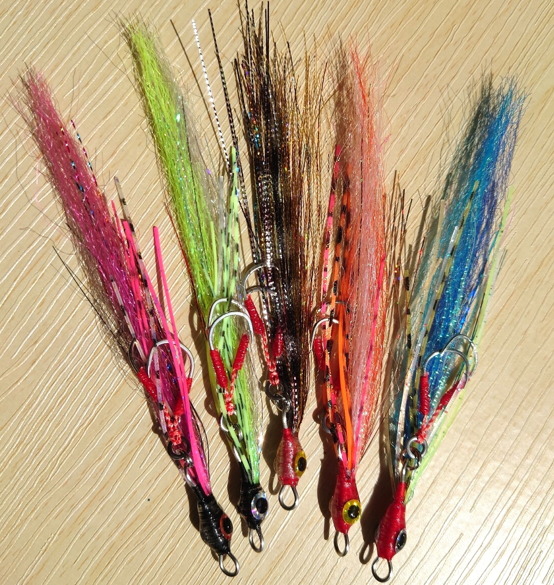 ☆☆タイラバ ユニット新しい鯛ラバネクタイ(リアル魚眼3Dアイ仕様)零◆ロックフィッシュリグ◆フック付き◆5匹セット即日発送！八☆☆_画像3