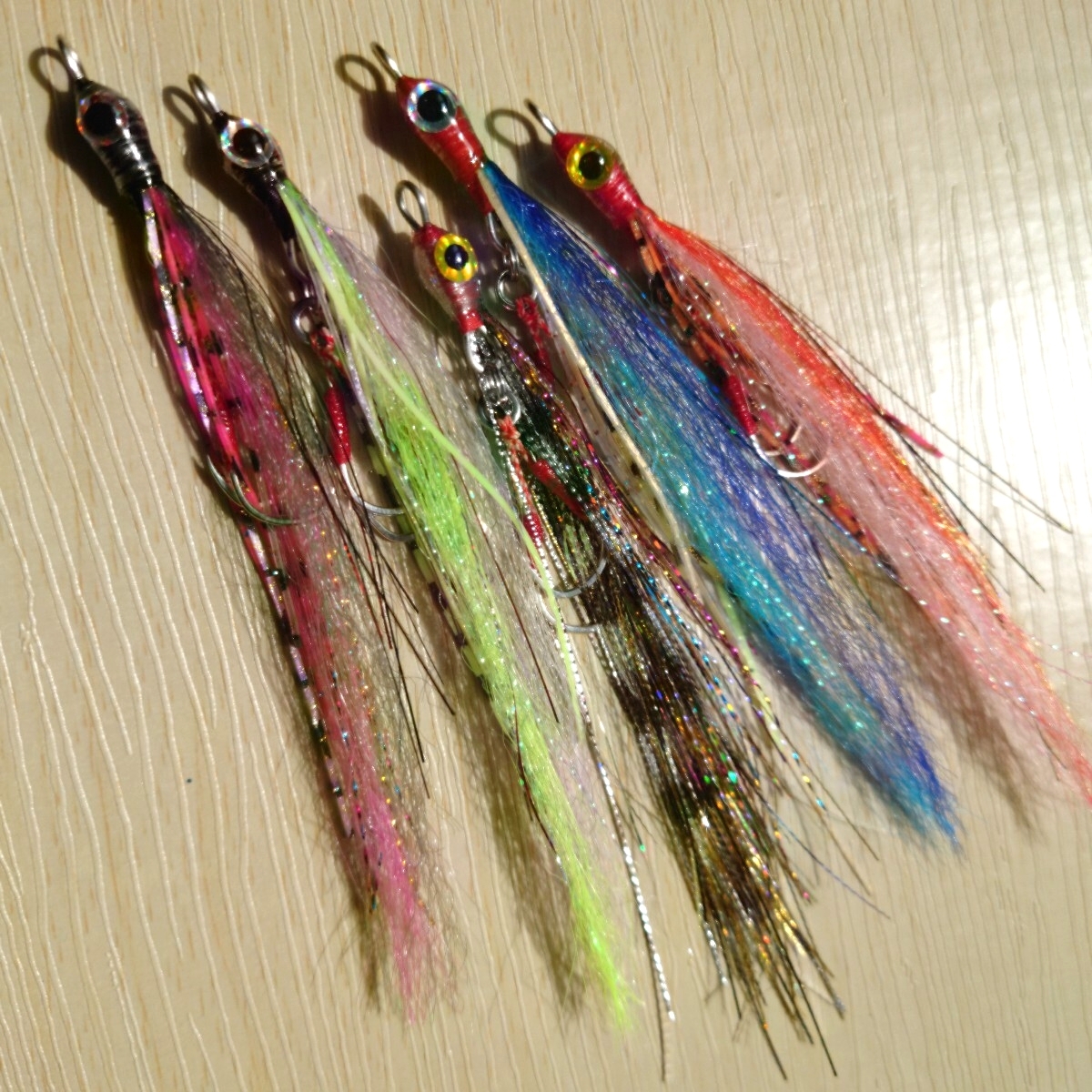 ☆☆タイラバ ユニット新しい鯛ラバネクタイ(リアル魚眼3Dアイ仕様)零◆ロックフィッシュリグ◆フック付き◆5匹セット即日発送！八☆☆_画像4