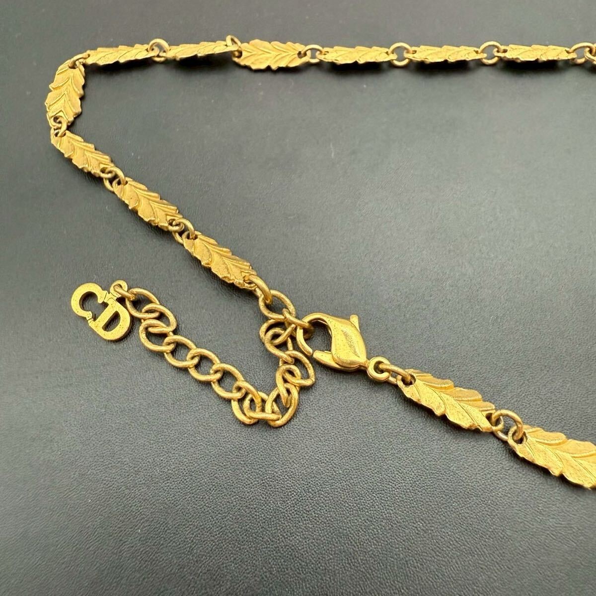 【希少?極美品】Christian Dior クリスチャンディオール ネックレス チョーカー ゴールド 葉っぱ リーフ モチーフ コスチュームジュエリー