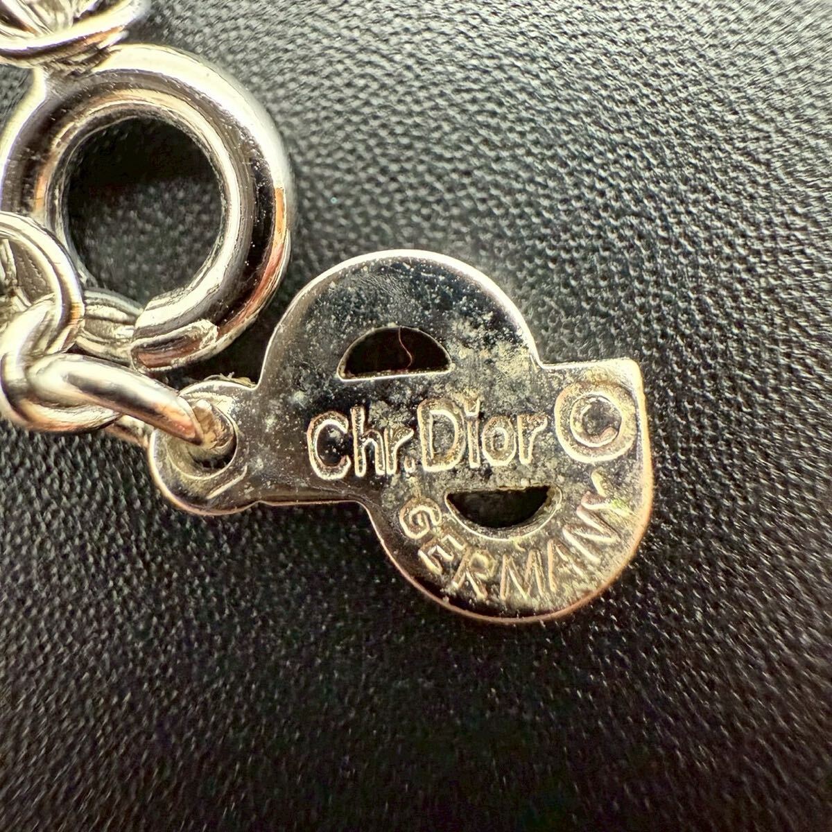 【希少?極美品】Christian Dior クリスチャンディオール ネックレス ペンダント シルバー 花 フラワー ラインストーン カラーストーン