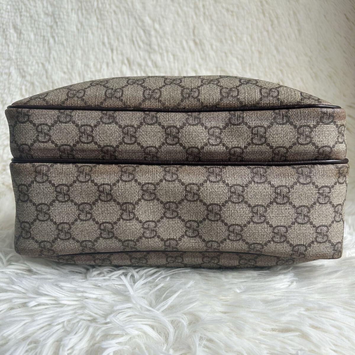 良品 GUCCI グッチ ショルダーバッグ カメラバッグ 斜め掛け GGスプリーム クロスボディ ボディバッグ メンズ PVC レザー 本革 ブラウン_画像5