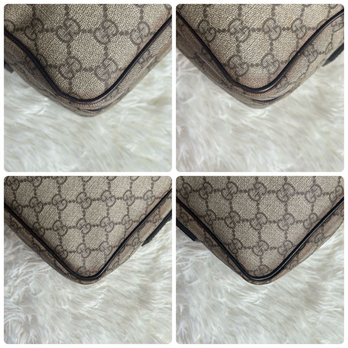 良品 GUCCI グッチ ショルダーバッグ カメラバッグ 斜め掛け GGスプリーム クロスボディ ボディバッグ メンズ PVC レザー 本革 ブラウン_画像6