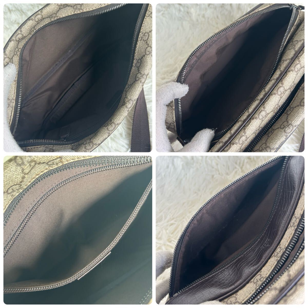 良品 GUCCI グッチ ショルダーバッグ カメラバッグ 斜め掛け GGスプリーム クロスボディ ボディバッグ メンズ PVC レザー 本革 ブラウン_画像8