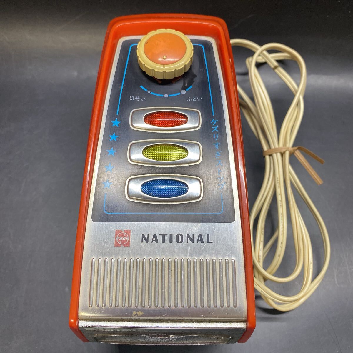 昭和レトロ 当時物 National ナショナル 電動鉛筆削り KP-25 レッド 動作確認済み 松下電器 電動シャープナー_画像2