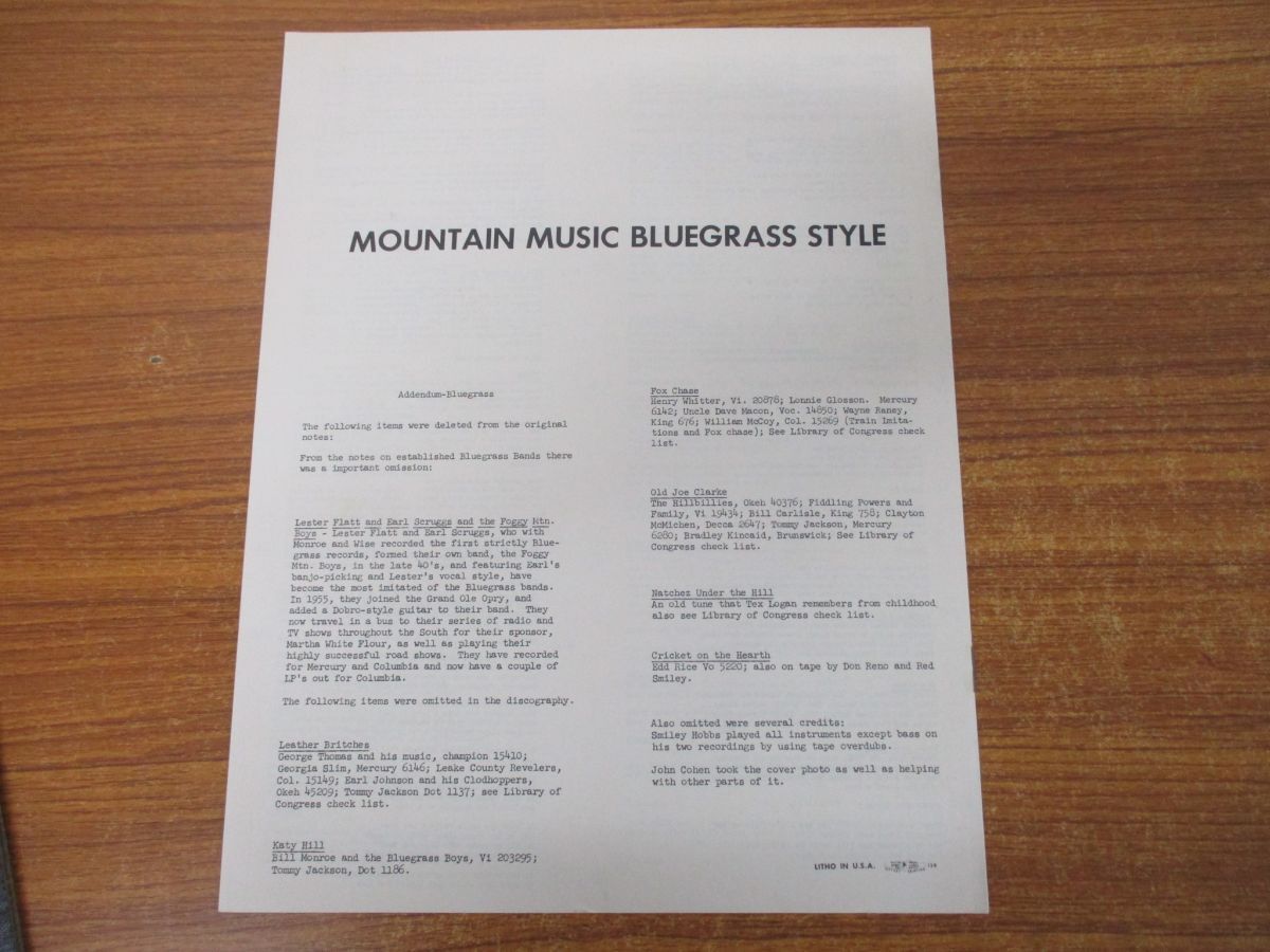 ▲01)【1点限り!・1円〜】Mountain Music Bluegrass Style/マウンテンミュージックブルーグラススタイル/LPレコード/US盤/米盤/FA 2318/B_画像2