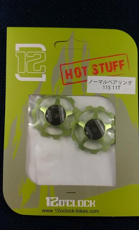 12 O'CLOCK 軽量ディレイラープーリーセット シマノ?スラム11S対応 11T グリーン