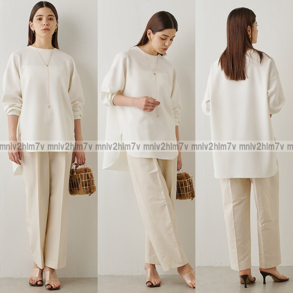 定番人気【W(wǎng)him Gazette　ウィムガゼット】Vガゼットプルオーバー　オフホワイト　F　フリーサイズ　二重織りジョーゼット　長袖