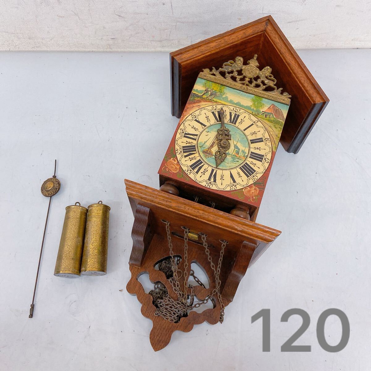 9F134 ワルミンク 錘式掛け時計 掛時計 振り子時計 時計 インテリア オランダ制 レトロ アンティーク