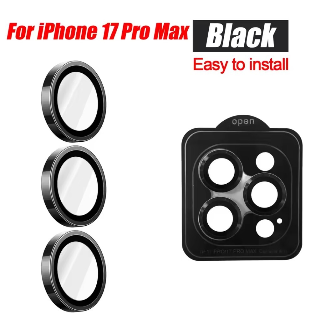 2セット iPhone17Pro 17promax カメラ カバー フィルム レンズ 保護 アルミ iphone17 pro メタルリング ブラック 保護 カバー レンズ_画像2