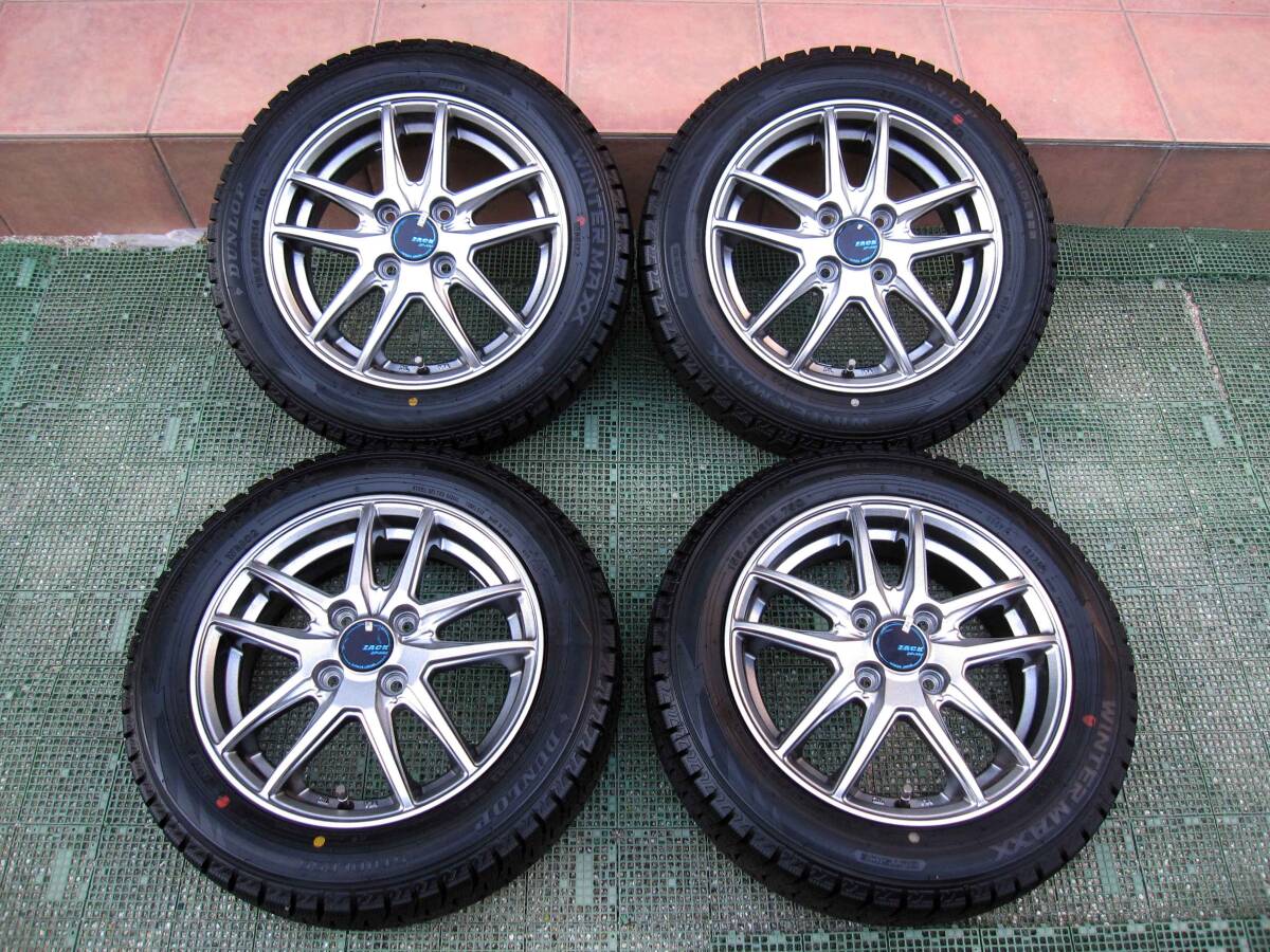 【季節外れのお買得】【 使用僅か250km ガリ傷無 】 安心の日本製スタッドレス 14インチ ET45 PCD 100 4H 155/65/R14 N-WGN N-BOX 軽自動車_画像1