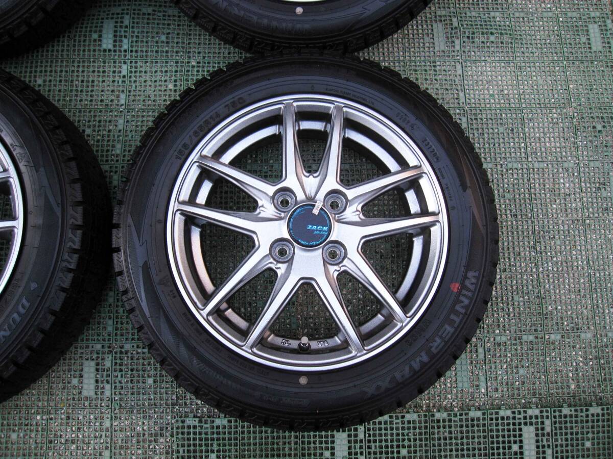 【季節外れのお買得】【 使用僅か250km ガリ傷無 】 安心の日本製スタッドレス 14インチ ET45 PCD 100 4H 155/65/R14 N-WGN N-BOX 軽自動車_画像5