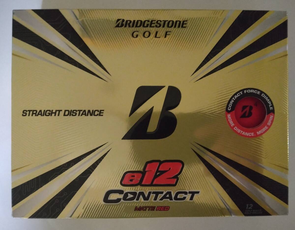 【外箱傷有】 送料無料 新品 ブリヂストン E12 CONTACT マットレッド USモデル 1ダース 2021年 12球 ゴルフボール 赤 コンタクト 3ピース_画像1