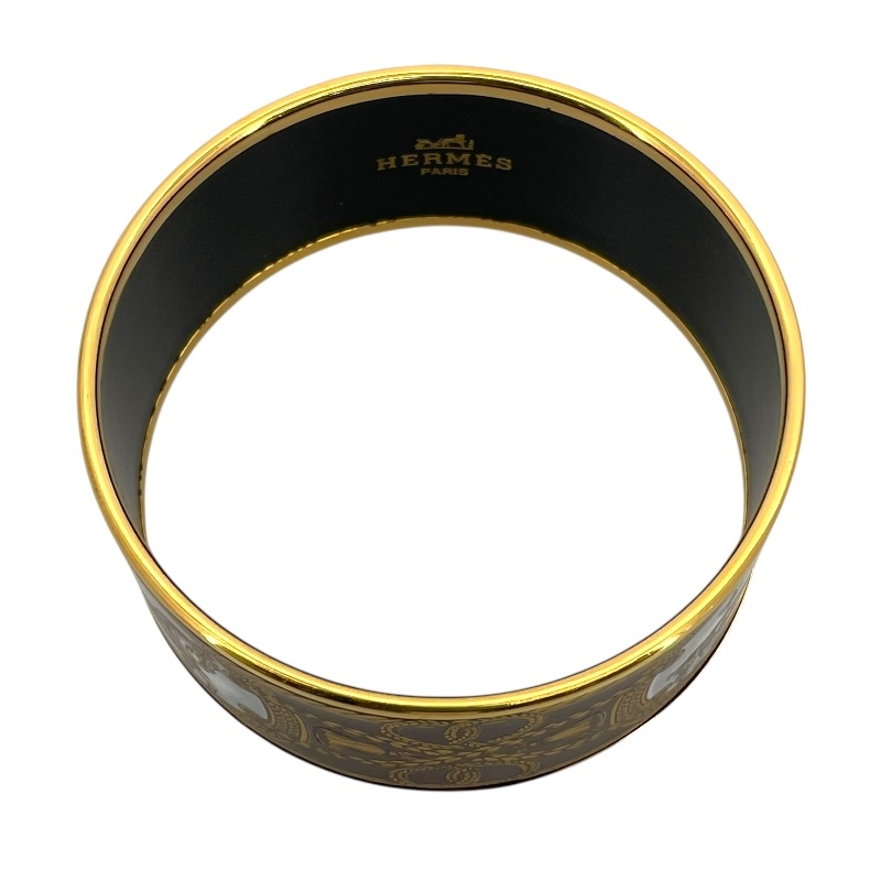 エルメス HERMES エマイユGM ゴールド ブラウン メタル アクセサリー 中古_画像4