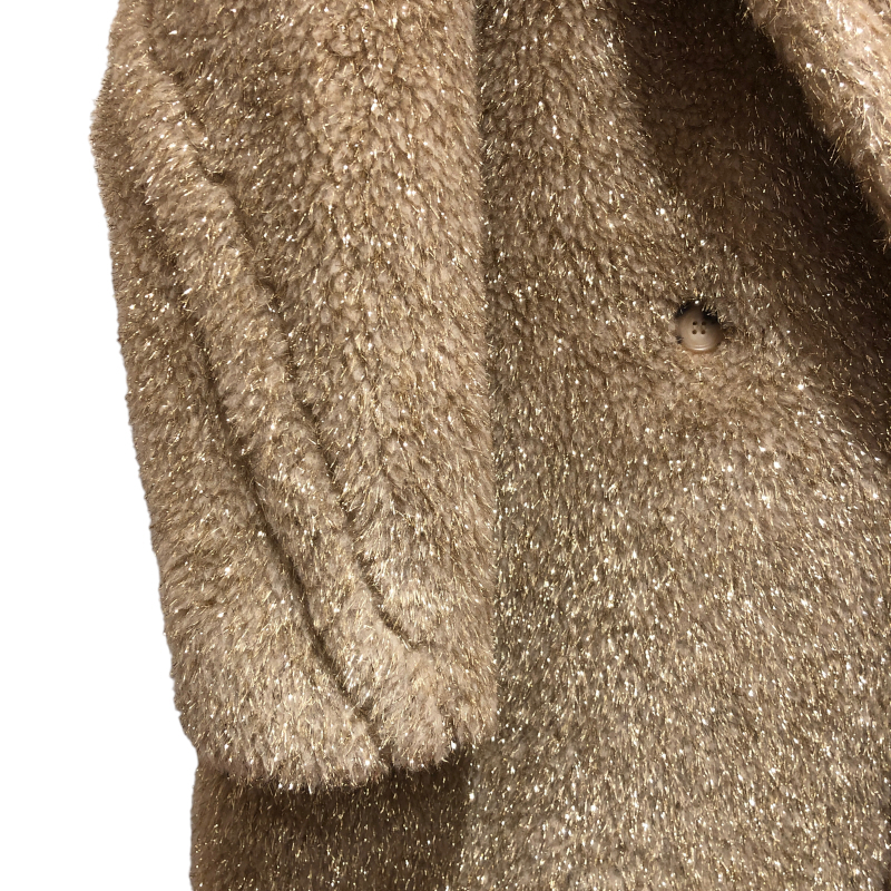 マックスマーラ Max Mara テディベアルレックスボアロングコート 101101016 その他アウター ゴールド ラメ レディース 中古_画像5