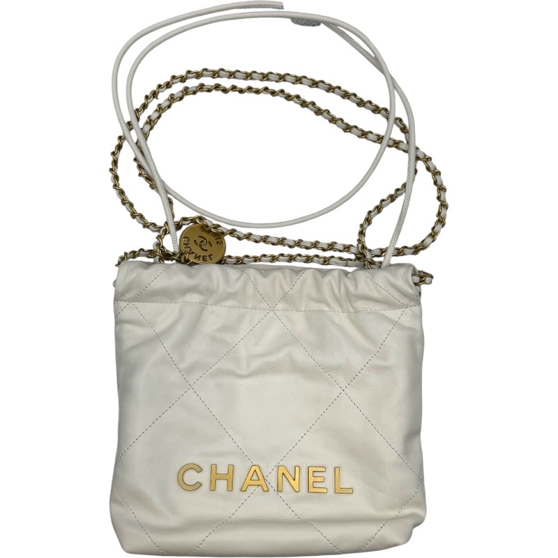 シャネル CHANEL CHANEL22 ミニ AS3980 ホワイト GD金具 カーフスキン ショルダーバッグ レディース 中古_画像1