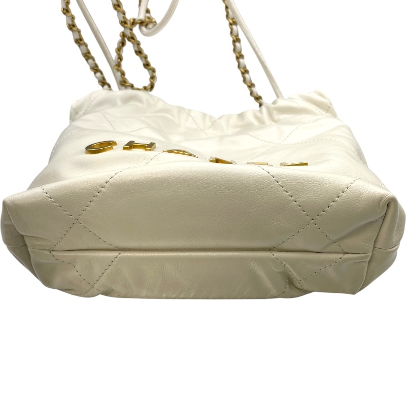 シャネル CHANEL CHANEL22 ミニ AS3980 ホワイト GD金具 カーフスキン ショルダーバッグ レディース 中古_画像5