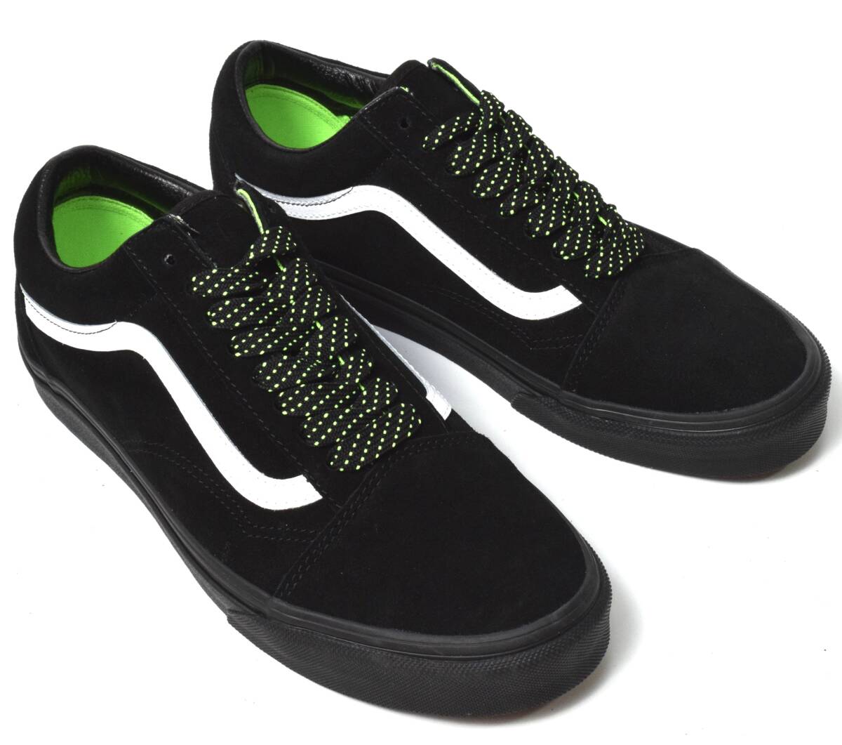 未使用 VANS バンズ OLD SKOOL オールドスクール スエード レザースニーカー 27 (US9) ブラック×ネオングリーン_画像2