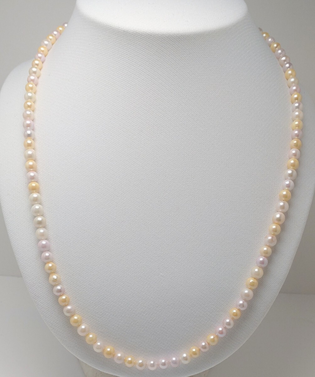 ∮真珠専門館∮ アコヤ真珠 5.5-6.0mm ロングネックレス 70ｃｍ マルチカラー（税込価格）_画像1