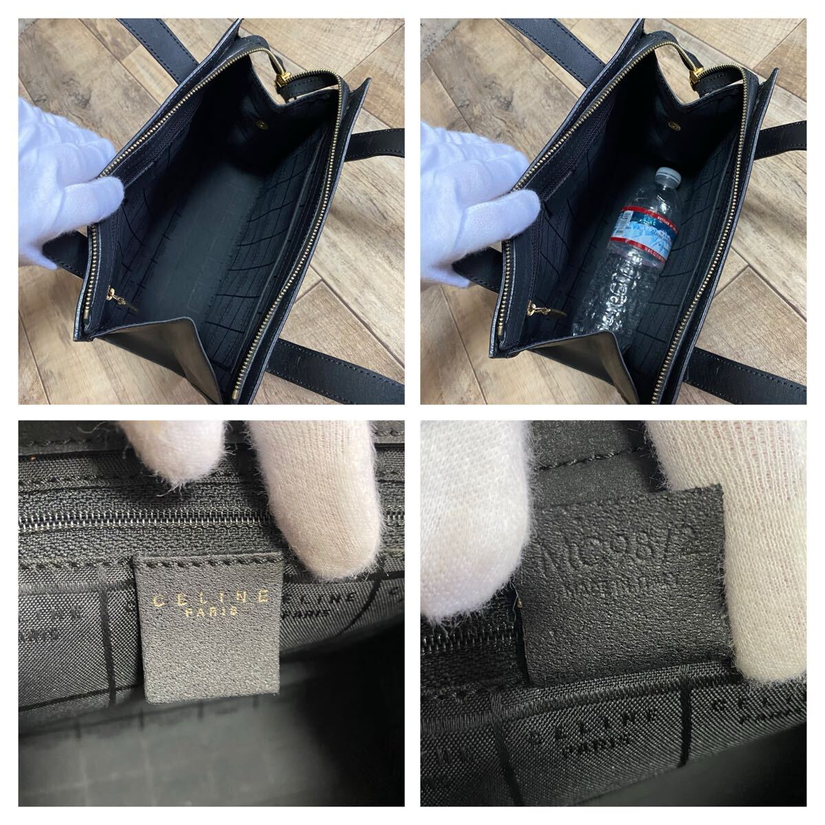 本物☆CELINE セリーヌ ロゴ ゴールド金具 レザー ハンドバッグ ミニトートバッグ ブラック 黒 ビジネス 本革 バッグ オールド レディース_画像10