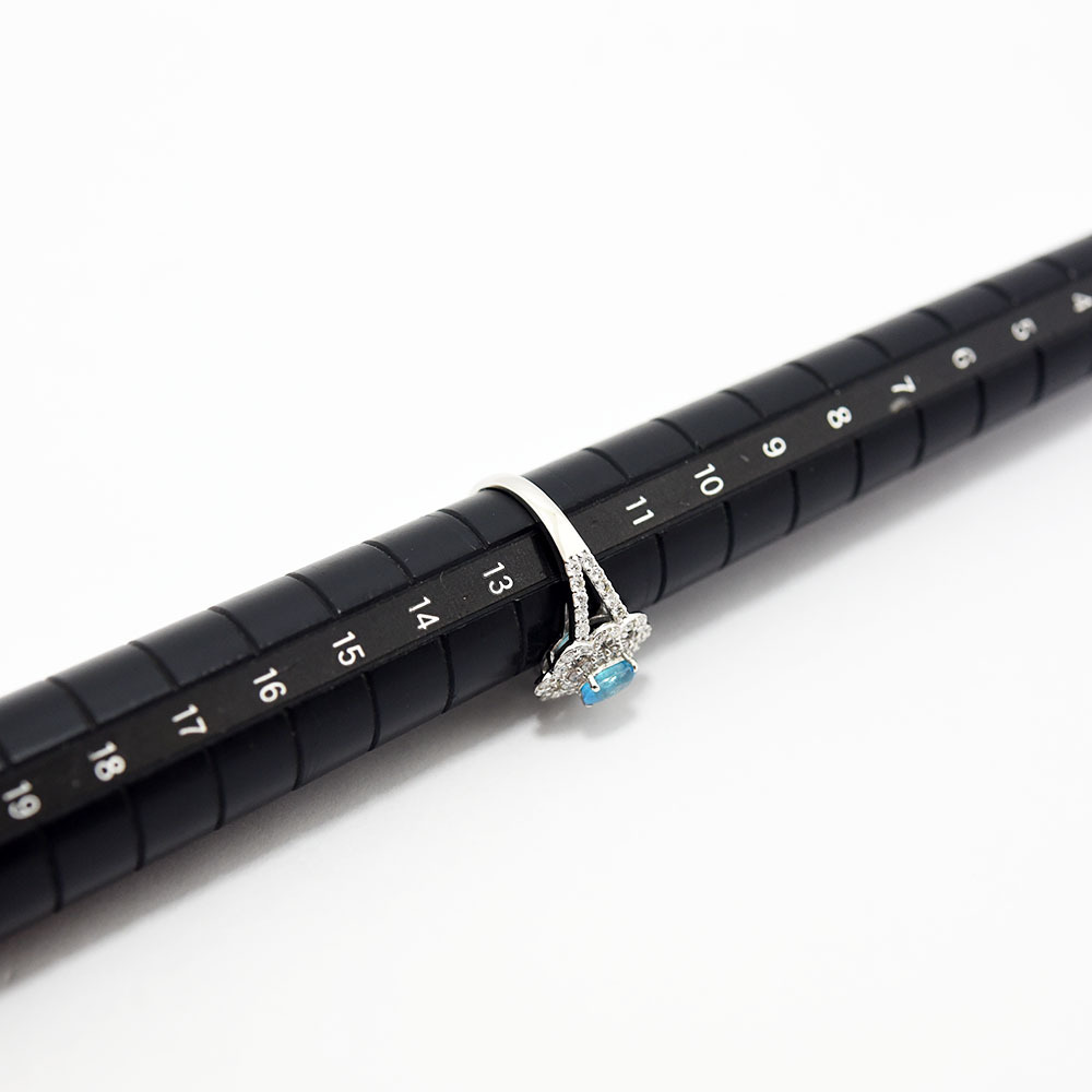 パライバトルマリン 0.611 ダイヤモンド 0.50 リング PT900 約12号 新品磨き仕上げ 中古_画像9