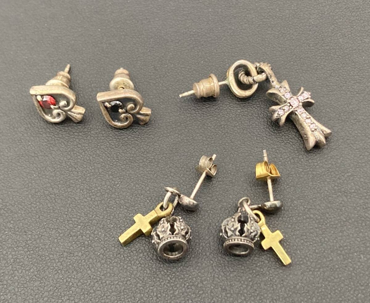 【METALLIS】メタリス/ノーブランド SV925 ピアス セット シルバー スペード・十字架・王冠/カラーストーン付き アクセサリー まとめ売り