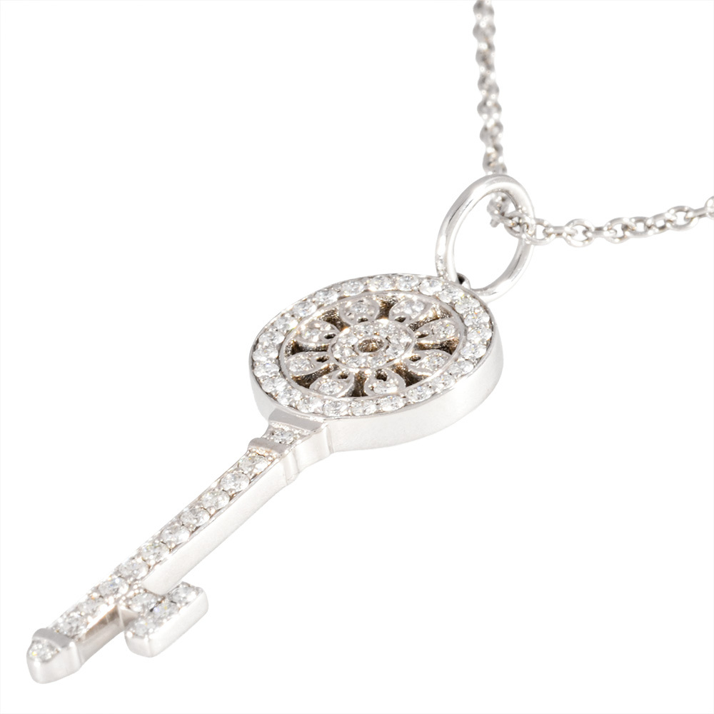 ティファニー Tiffany&Co. ペタルキー ミニ ネックレス ダイヤモンド Pt950 4.3g プラチナ レディース