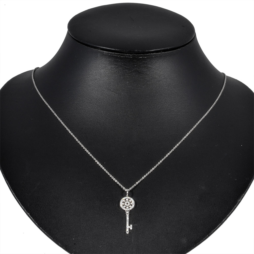 ティファニー Tiffany&Co. ペタルキー ミニ ネックレス ダイヤモンド Pt950 4.3g プラチナ レディース