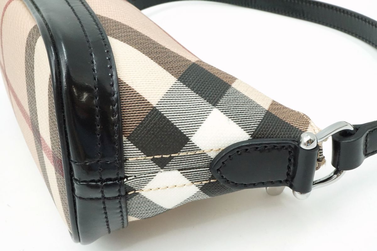 バーバリー エスタブリッシュド アクセサリーポーチ ミニ ハンドバッグ ノバチェック PVCレザー ベージュ BURBERRY ESTABLISHED 3533h_画像7