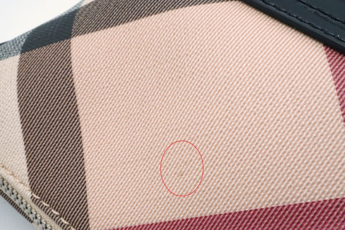 バーバリー エスタブリッシュド アクセサリーポーチ ミニ ハンドバッグ ノバチェック PVCレザー ベージュ BURBERRY ESTABLISHED 3533h_画像8