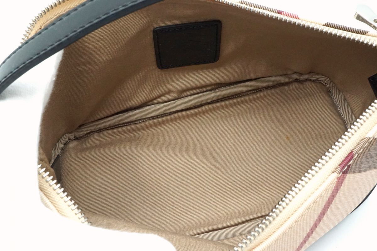 バーバリー エスタブリッシュド アクセサリーポーチ ミニ ハンドバッグ ノバチェック PVCレザー ベージュ BURBERRY ESTABLISHED 3533h_画像9