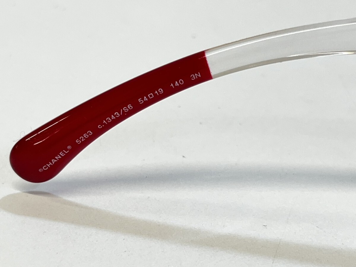 【中古品】 シャネル　CHANEL　サングラス　レッド　5263 c.1343/S6 54□19 140 3N AC8395807 ココマーク