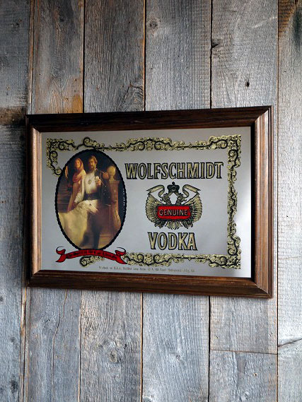 ビンテージWOLFSCHMIDTVODKAパブミラー [gop-455]検アメリカUSA鏡インテリア店舗ディスプレイ雑貨什器壁掛け1980年代頃お酒BAR_画像1