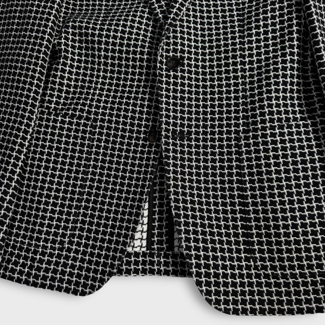 希少 近年 極美品 L HUGO BOSS ヒューゴボス 大きめ 千鳥格子 ハウンドトゥース アンコン テーラードジャケット 秋冬 ブラック 黒 メンズ_画像4