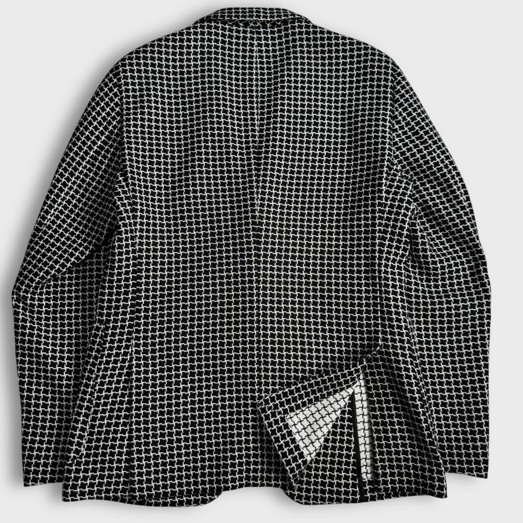 希少 近年 極美品 L HUGO BOSS ヒューゴボス 大きめ 千鳥格子 ハウンドトゥース アンコン テーラードジャケット 秋冬 ブラック 黒 メンズ_画像7