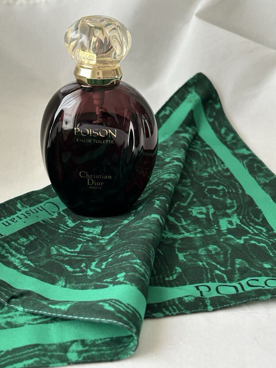 Christian Dior POISON/クリスチャン ディオール プワゾン オードトワレ50ml ☆ 残8割位 ☆ フランス製 ☆EDT SP☆ノベルティハンカチ付き_画像1