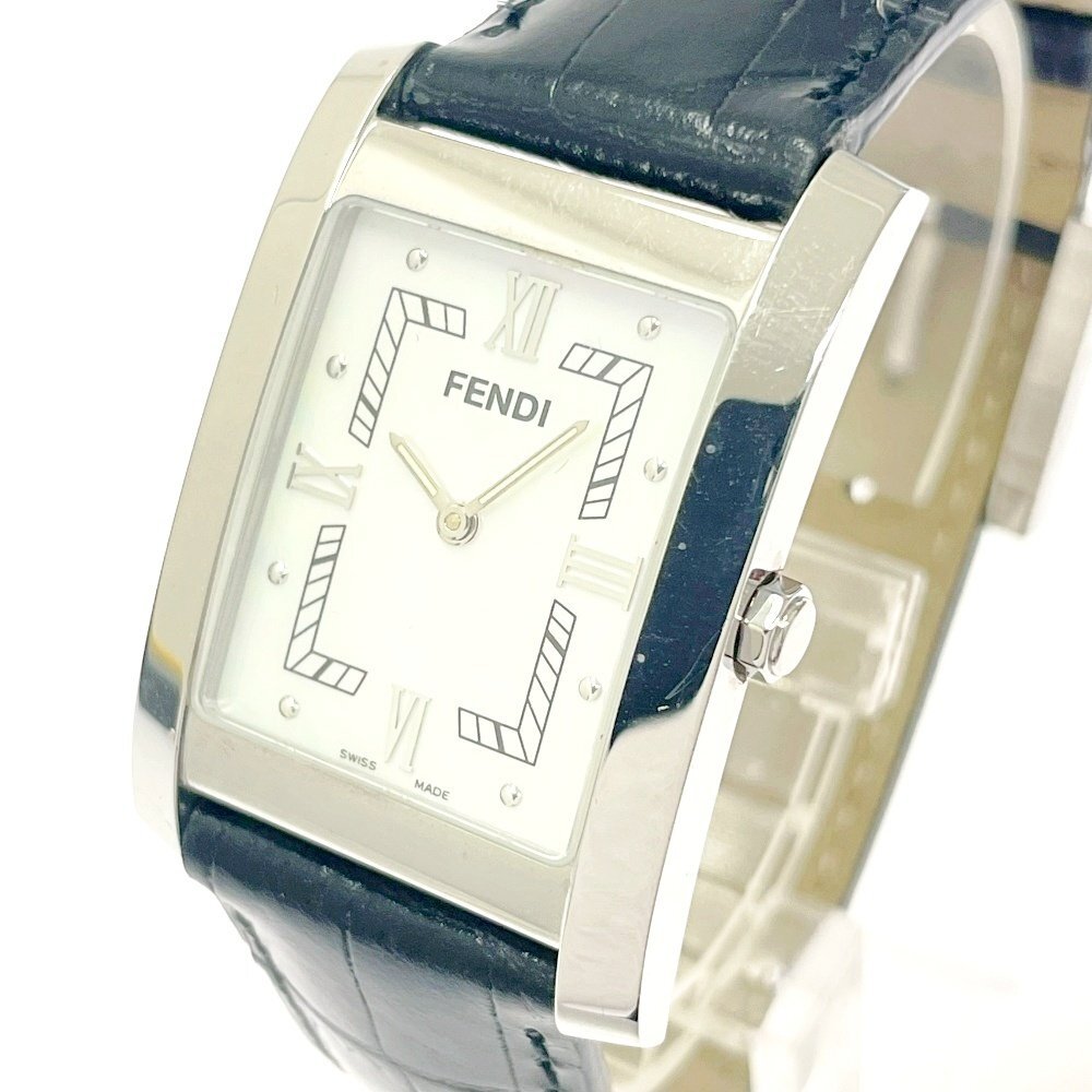 【1円スタート】【箱付き】FENDI フェンディ 7000G スクエア SS シェル文字盤 クオーツ メンズ腕時(shí)計(jì) 488697