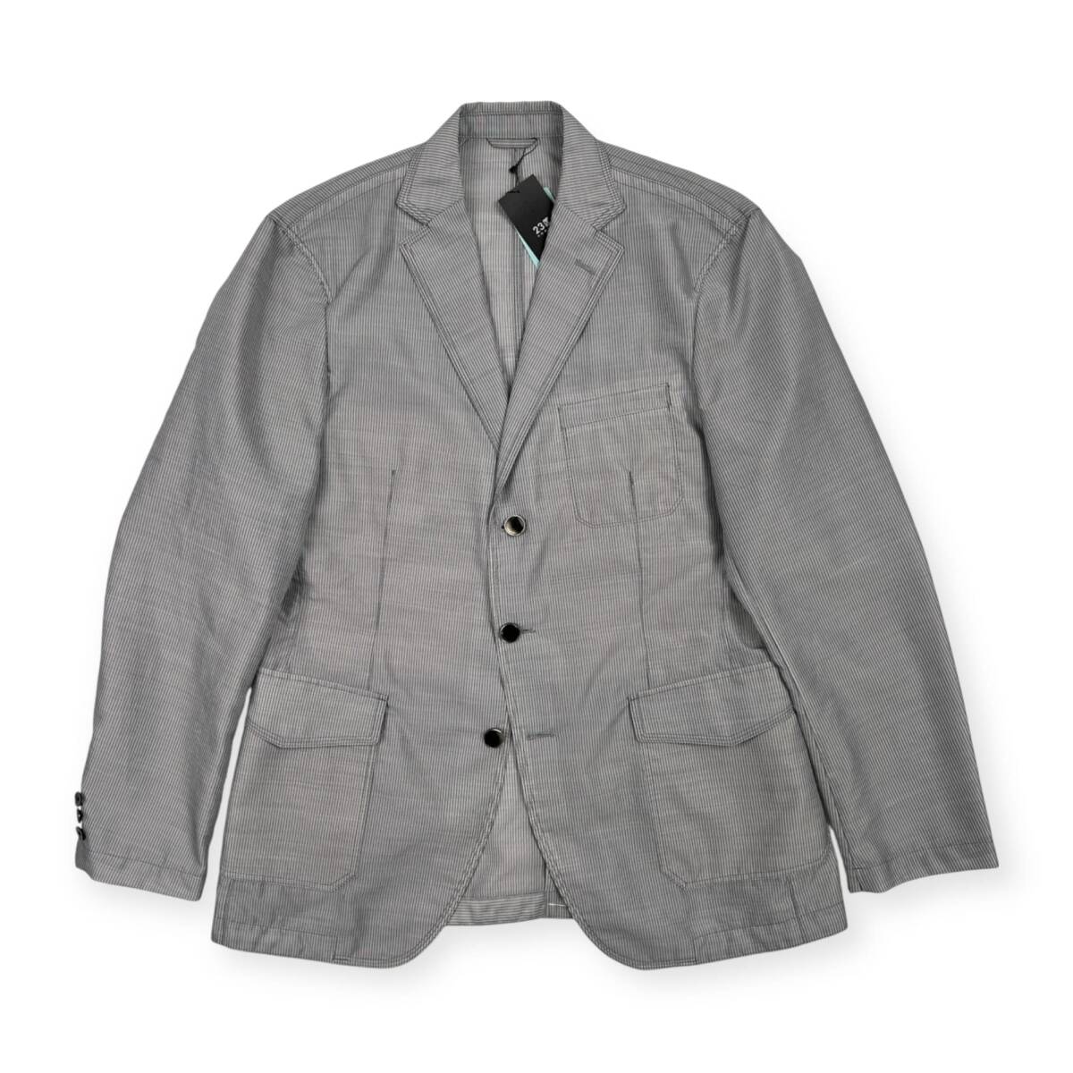 タグ付き 未使用品 23区 HOMME ニジュウサンク オム ストライプ 3B テーラードジャケット サイズ 50 /メンズ/グレー系_画像1
