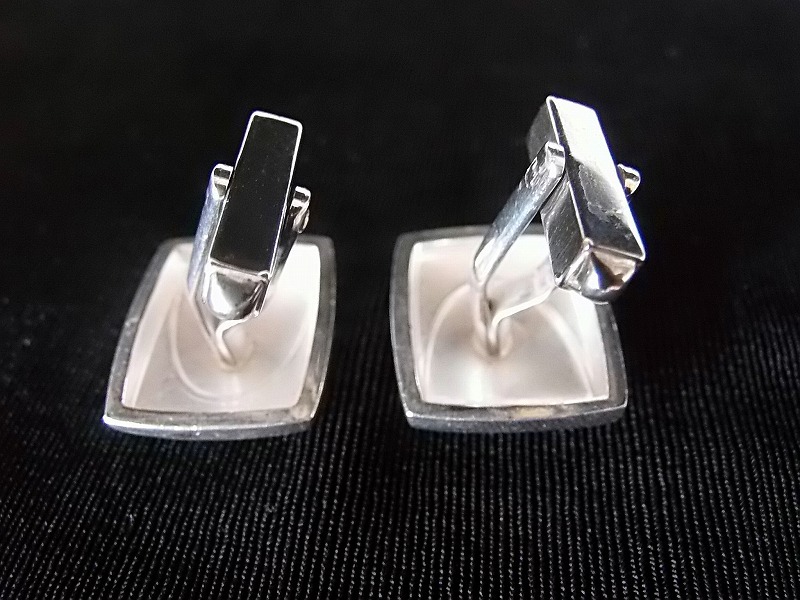 シルバー カフス 835刻印あり ■およその寸法/重さ:20×15×奥行18㎜/15g(2個で)■25~30年前購入/擦り疵・汚れ■送料¥180~_画像5