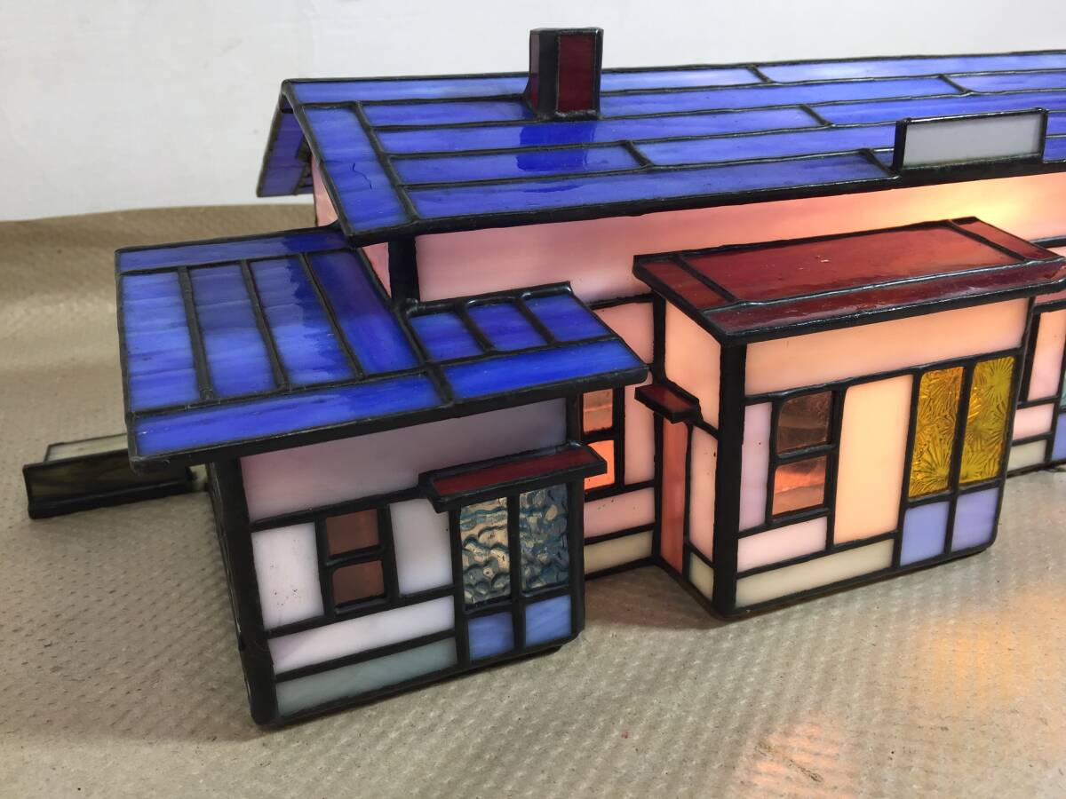  ■ステンドグラス ハウスランプ 照明 卓上ライト インテリア アンティーク 現(xiàn)狀品■