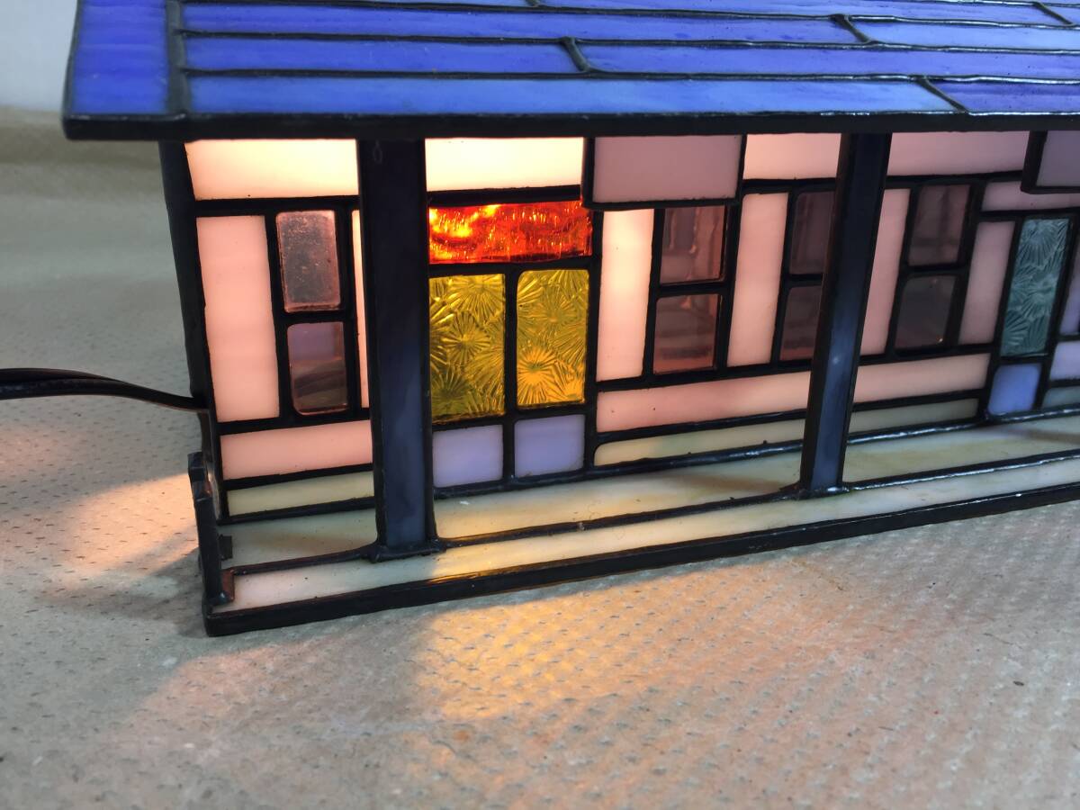  ■ステンドグラス ハウスランプ 照明 卓上ライト インテリア アンティーク 現(xiàn)狀品■