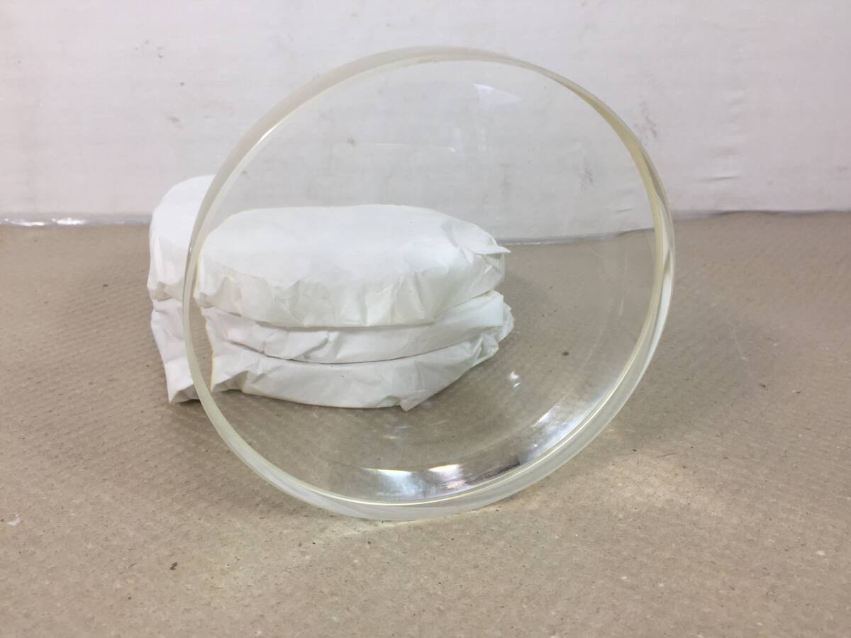  ■光學(xué)レンズ 望遠(yuǎn)鏡レンズ？ 片面凹み 厚さ約18㎜ 直徑約127㎜ 詳細(xì)不明 ガラス 4個(gè)まとめて■