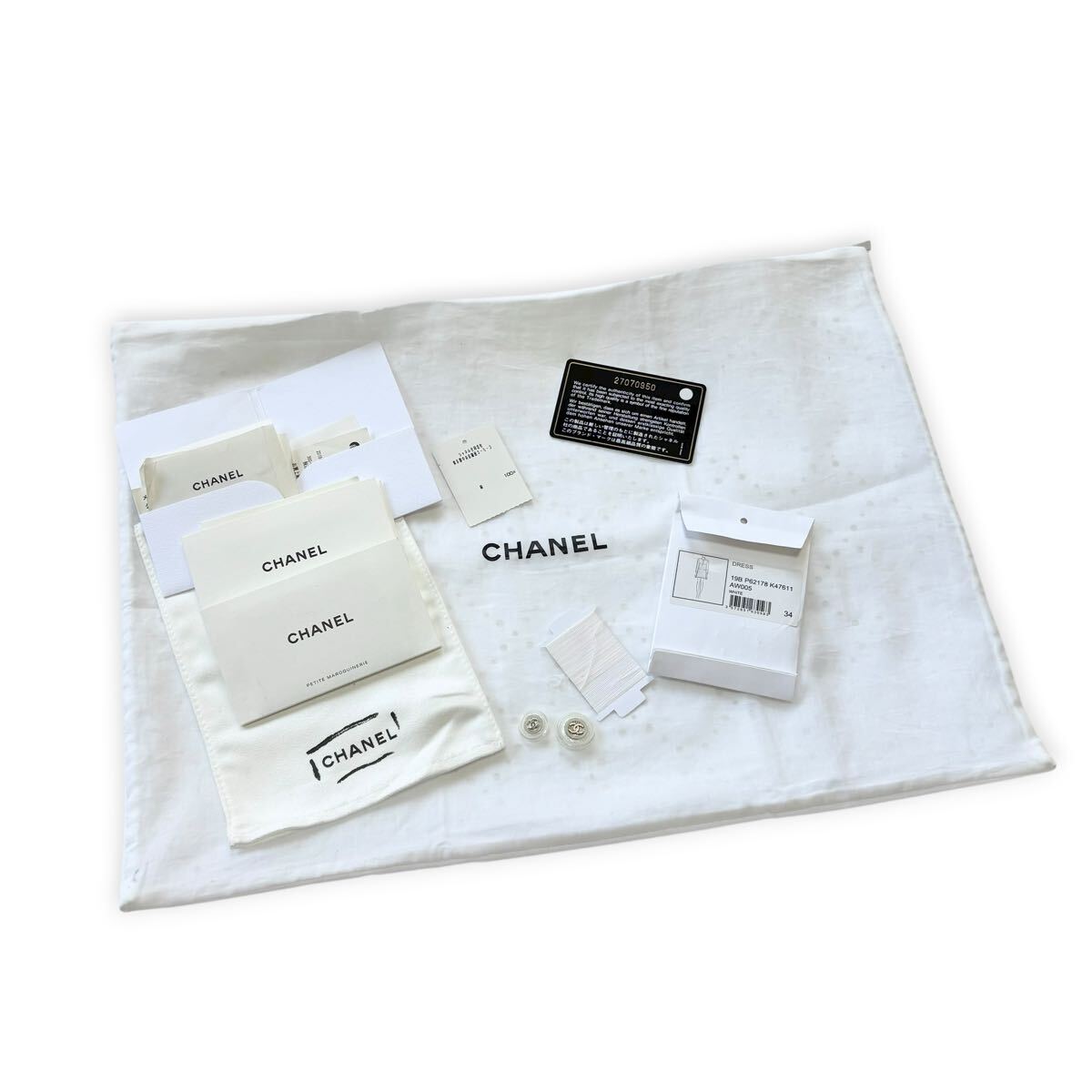 CHANEL ココボタン パイルワンピース 34 コットン シャネル ホワイト 長袖