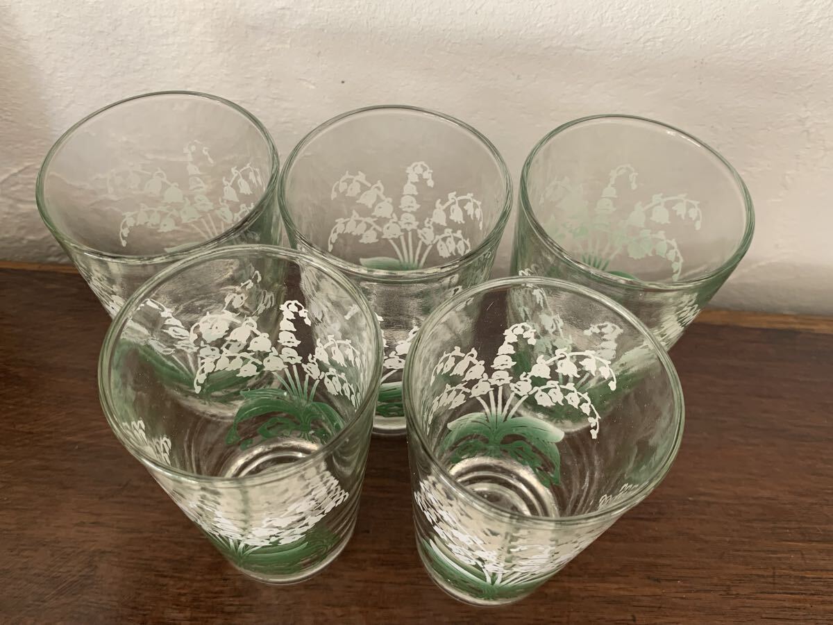 フランス　蚤の市　鈴蘭　グラス　5個セット_画像4