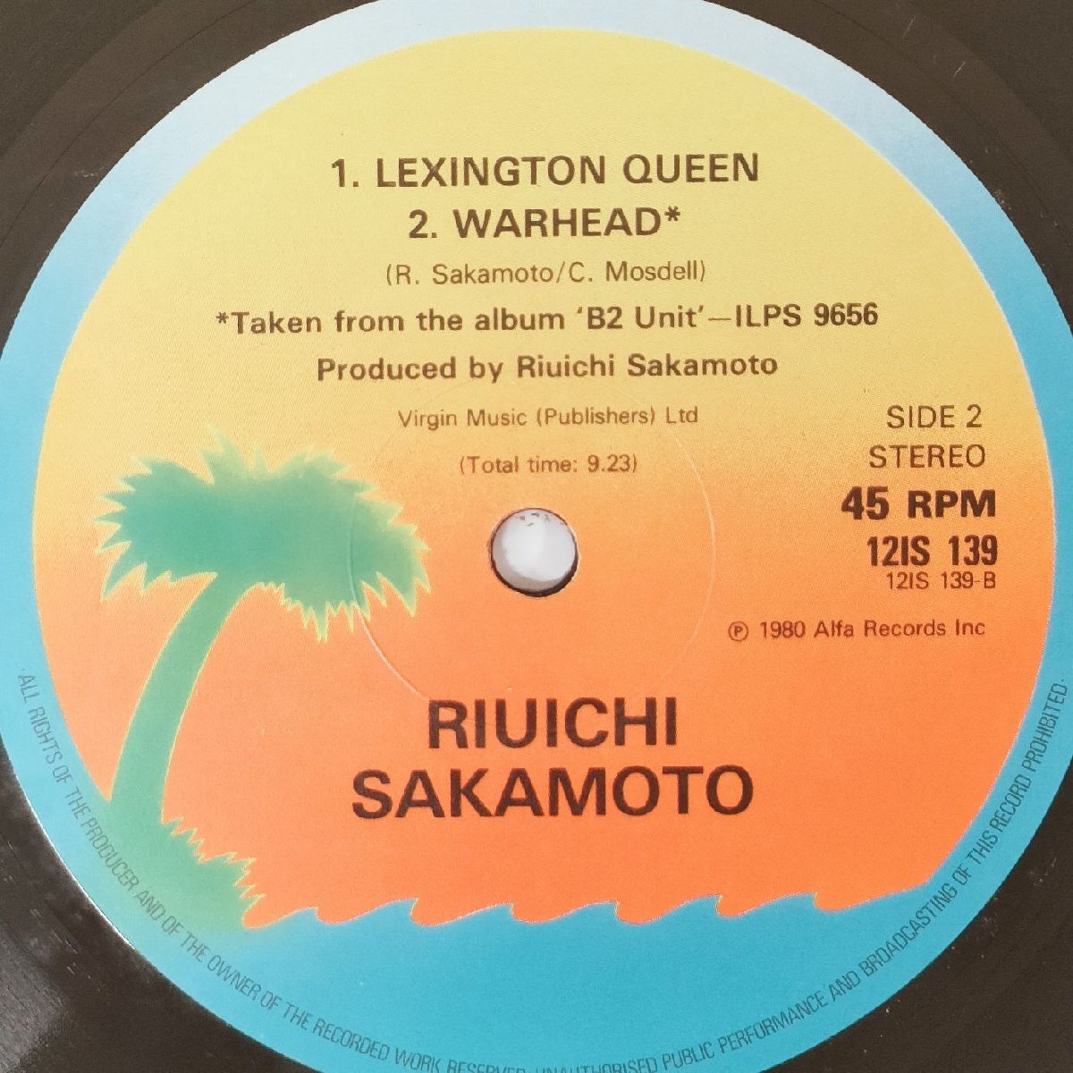 【LP】坂本龍一 RIUICHI SAKAMOTO RIOT IN LAGOS ISLAND RECORDS 12?IS?139