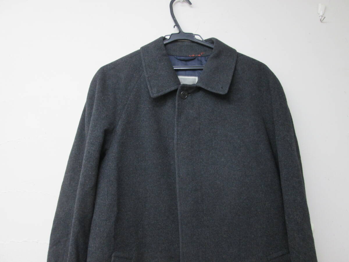 (90)♪クリスチャン ディオール ムッシュ Christian Dior MONSIEUR メンズ 毛100% コート サイズM グレー系 ネーム刺繍入り_画像2