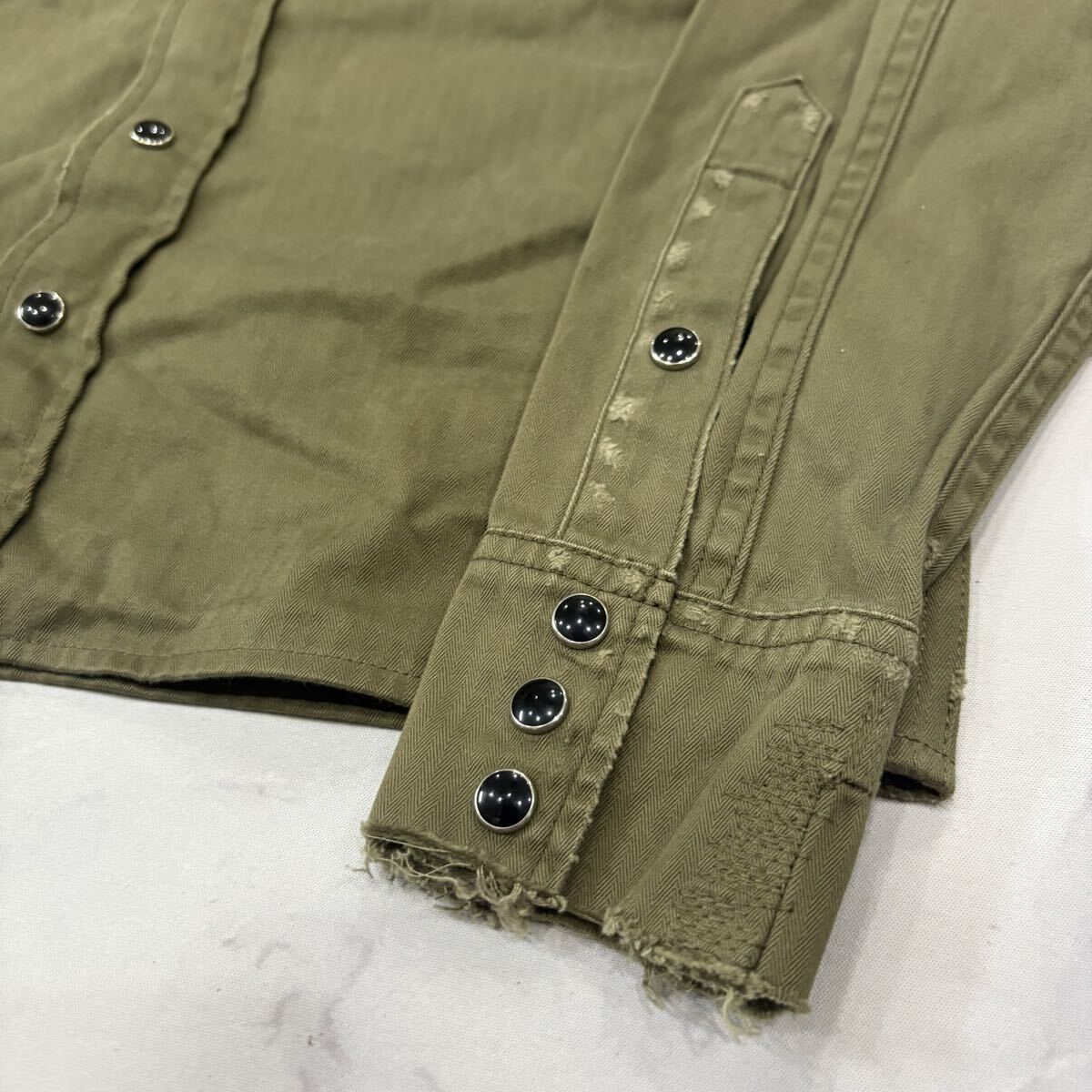 AC ■ 20SS '日本製' ラグジュアリーウェア SAINT LAURENT PARIS イヴサンローラン 長袖 COTTON ウエスタンシャツ XS 高級紳士服 トップス_画像3