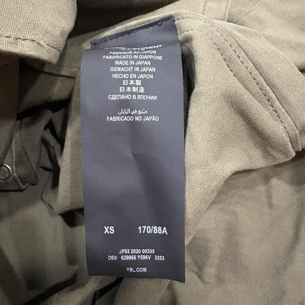 AC ■ 20SS '日本製' ラグジュアリーウェア SAINT LAURENT PARIS イヴサンローラン 長袖 COTTON ウエスタンシャツ XS 高級紳士服 トップス_画像6