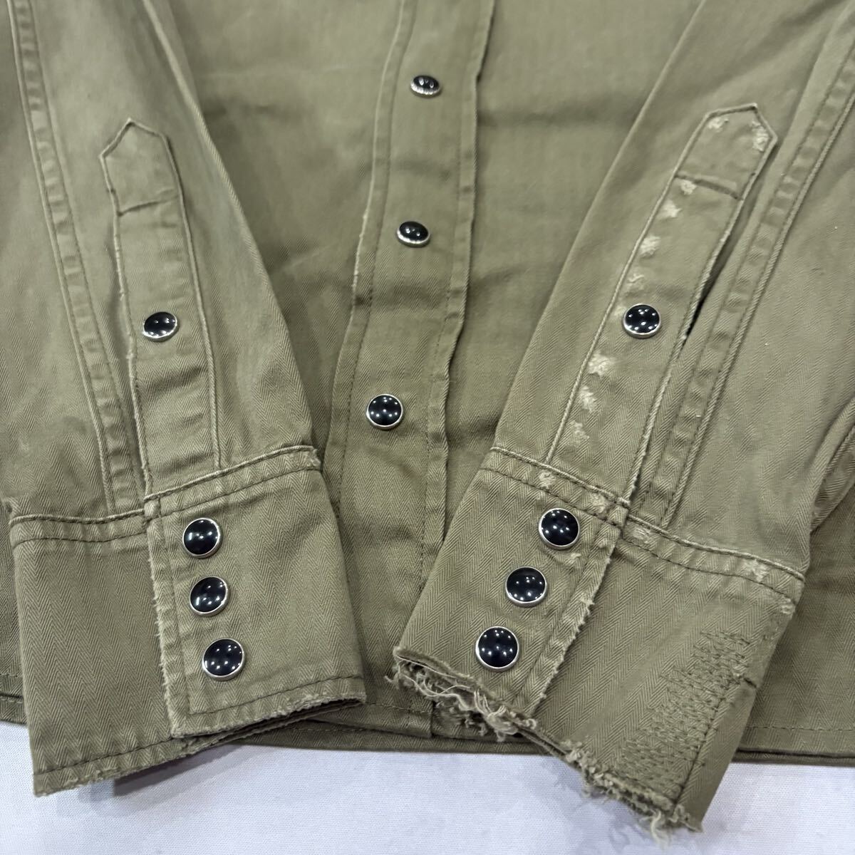 AC ■ 20SS '日本製' ラグジュアリーウェア SAINT LAURENT PARIS イヴサンローラン 長袖 COTTON ウエスタンシャツ XS 高級紳士服 トップス_画像8