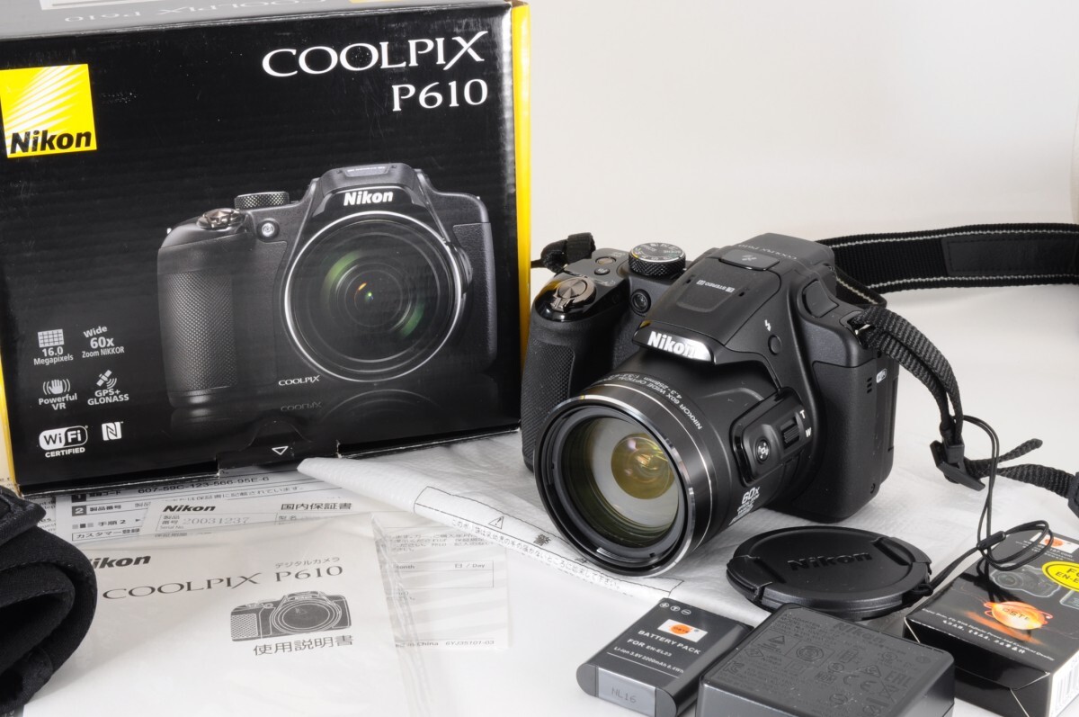 美品 動作品 Nikon ニコン COOLPIX クールピクス P610 ストラップ 取説 元箱 カメラ コンデジ デジカメ RR-259S/712