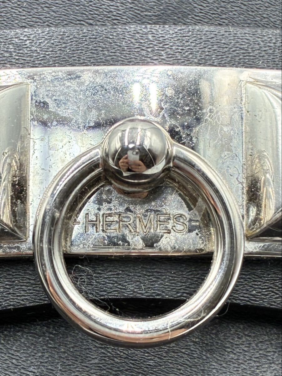 1円スタート HERMES エルメス アーヴィング コリエ?ド?シアン メドール レザー ローファー ブラック 約28cm AA0927-43